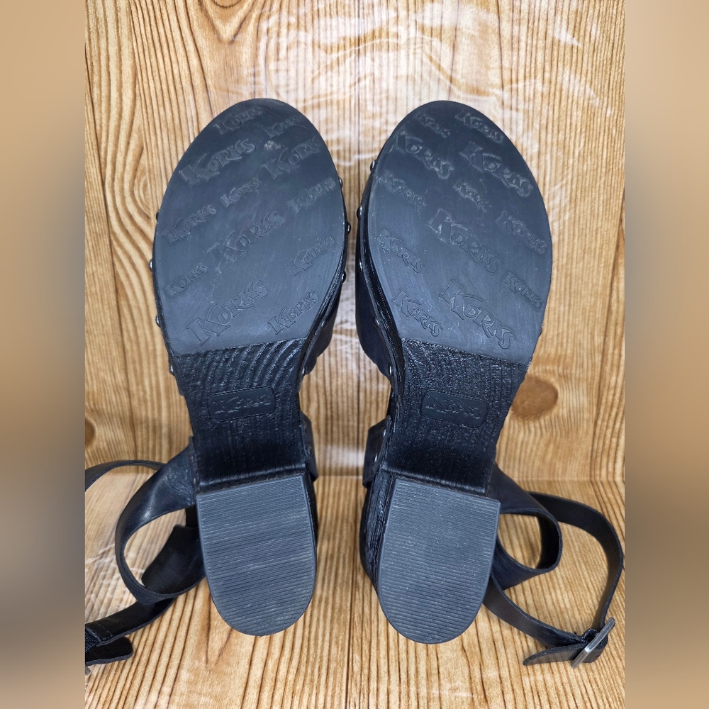KORKS by Kork Ease Black Leather‎ / Suede Chunky Block Heel Platform Size 9 - Picture 9 of 11